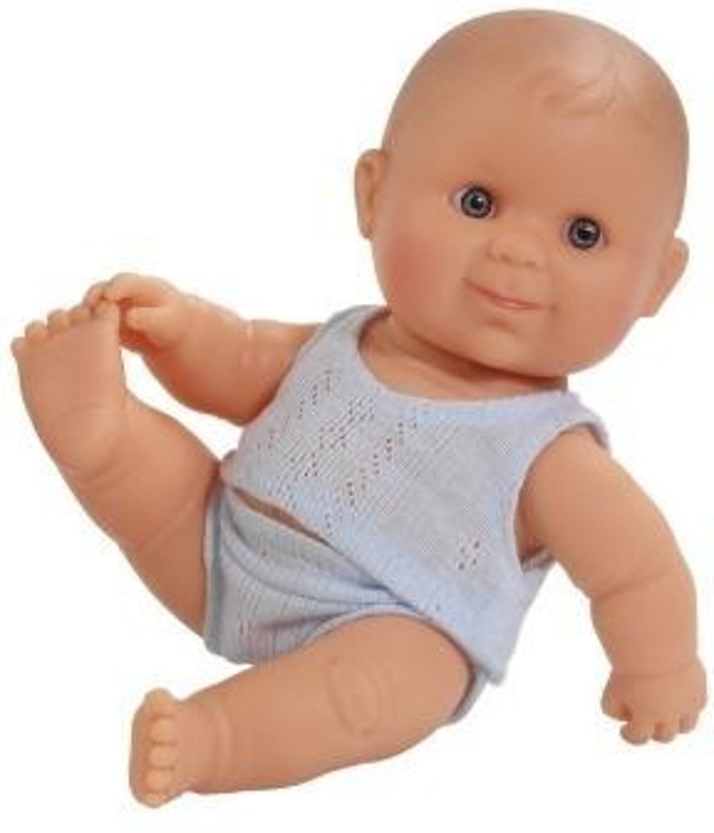   Puppegie blank jongen gekleed (met ondergoed) 22cm