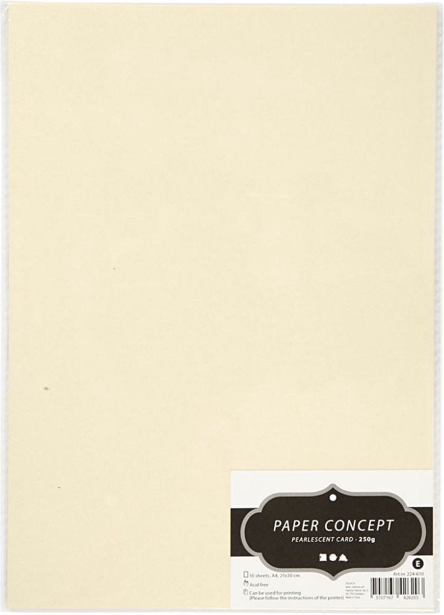 Parelmoerkarton - Beige Parelmoer - A4 - 21x29,7cm - 250 gr - 10 vellen