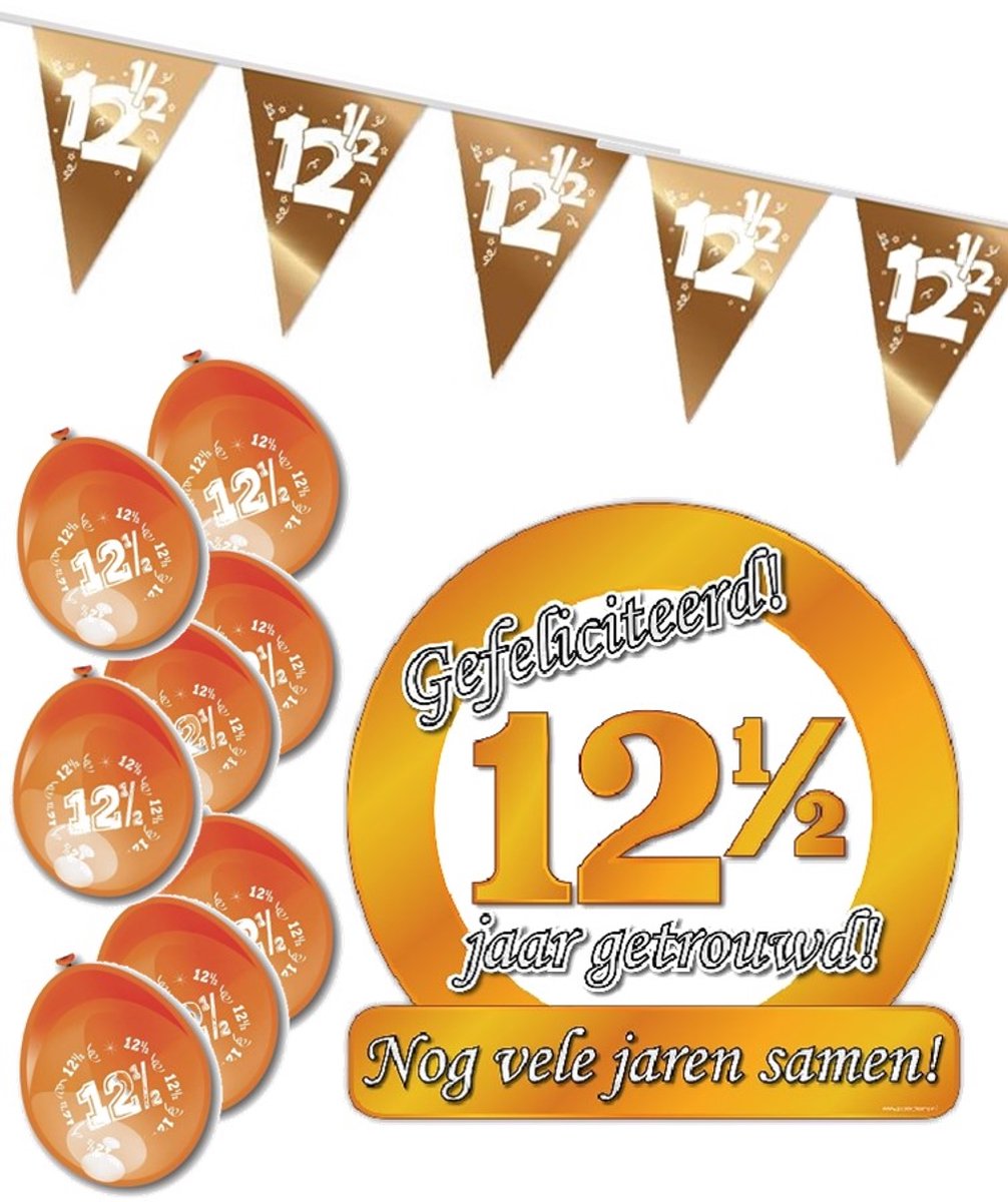 12½ jaar getrouwd XS - Jubileum pakket - feestartikelen koperen bruiloft 12.5.