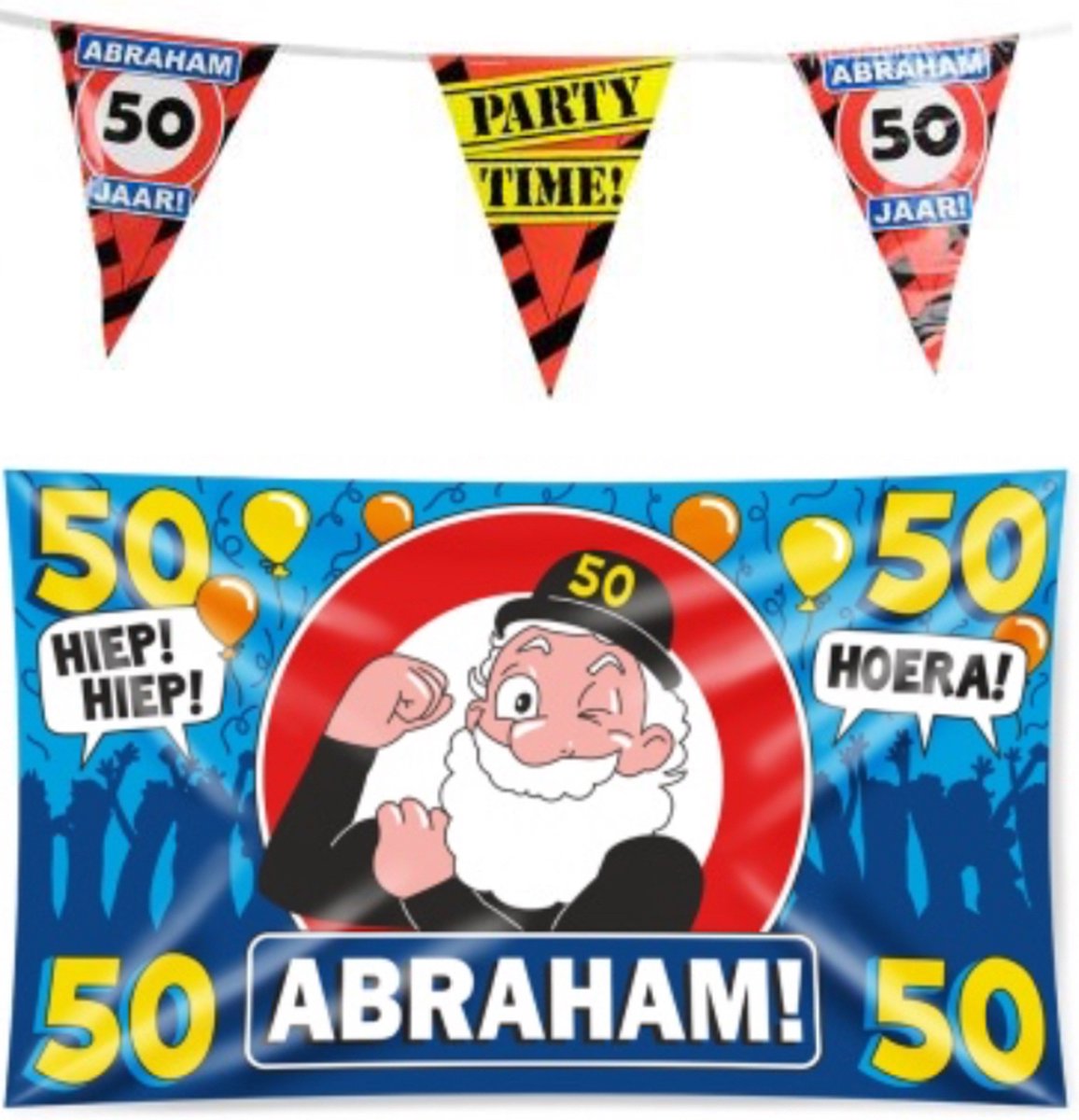 Abraham 50 jaar verjaardag versiering pakket – vlag – gevelvlag – paperdreams