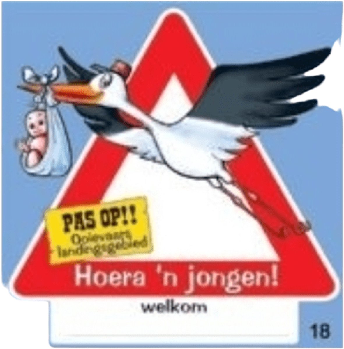 Deurbord ooievaar geboorte jongen, 50x50cm