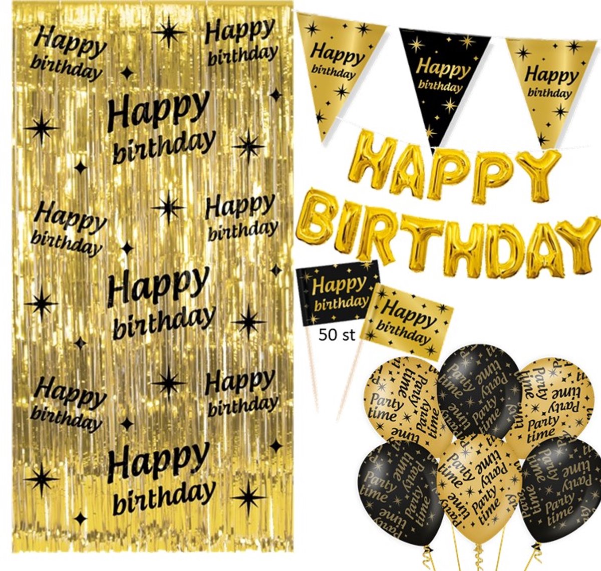 Feestpakket verjaardag Classy Party goud 5 delig.