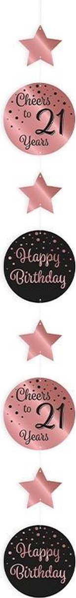 Hangende decoratie Rose Gold / Zwart 21 jaar
