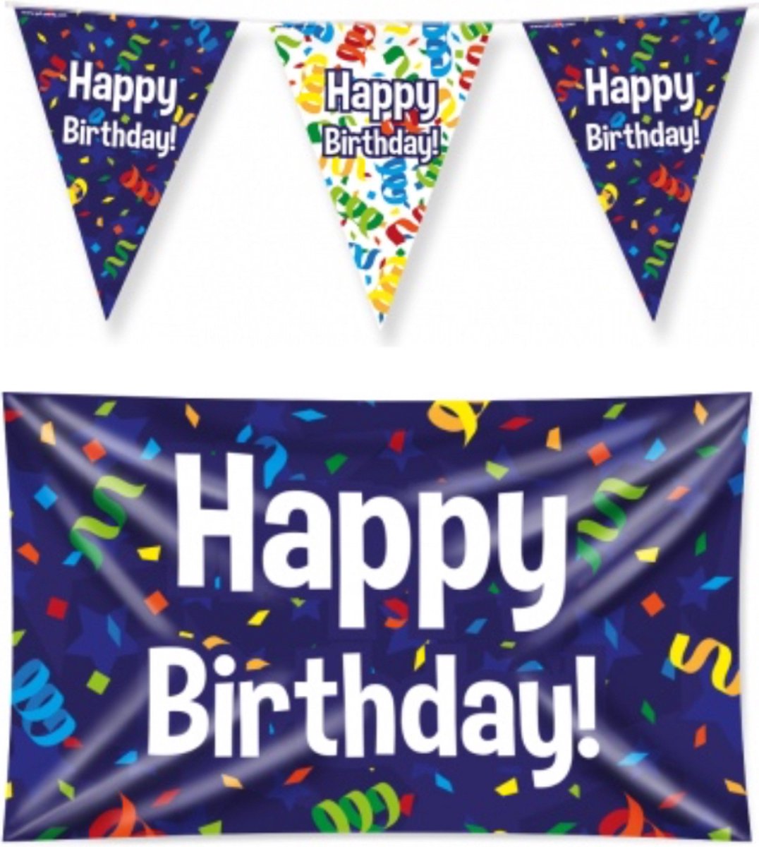 Happy birthday versiering pakket – vlag – gevelvlag – jarig - paperdreams