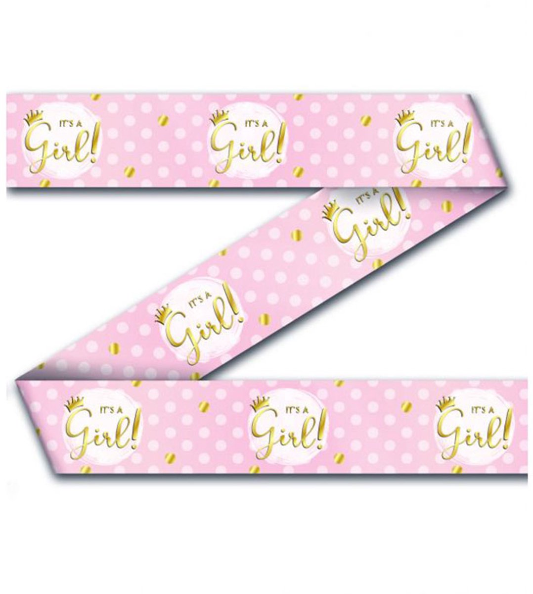 Paper Dreams Markeerlinten Het Is Een Meisje 12 Meter Pvc Geel/roze
