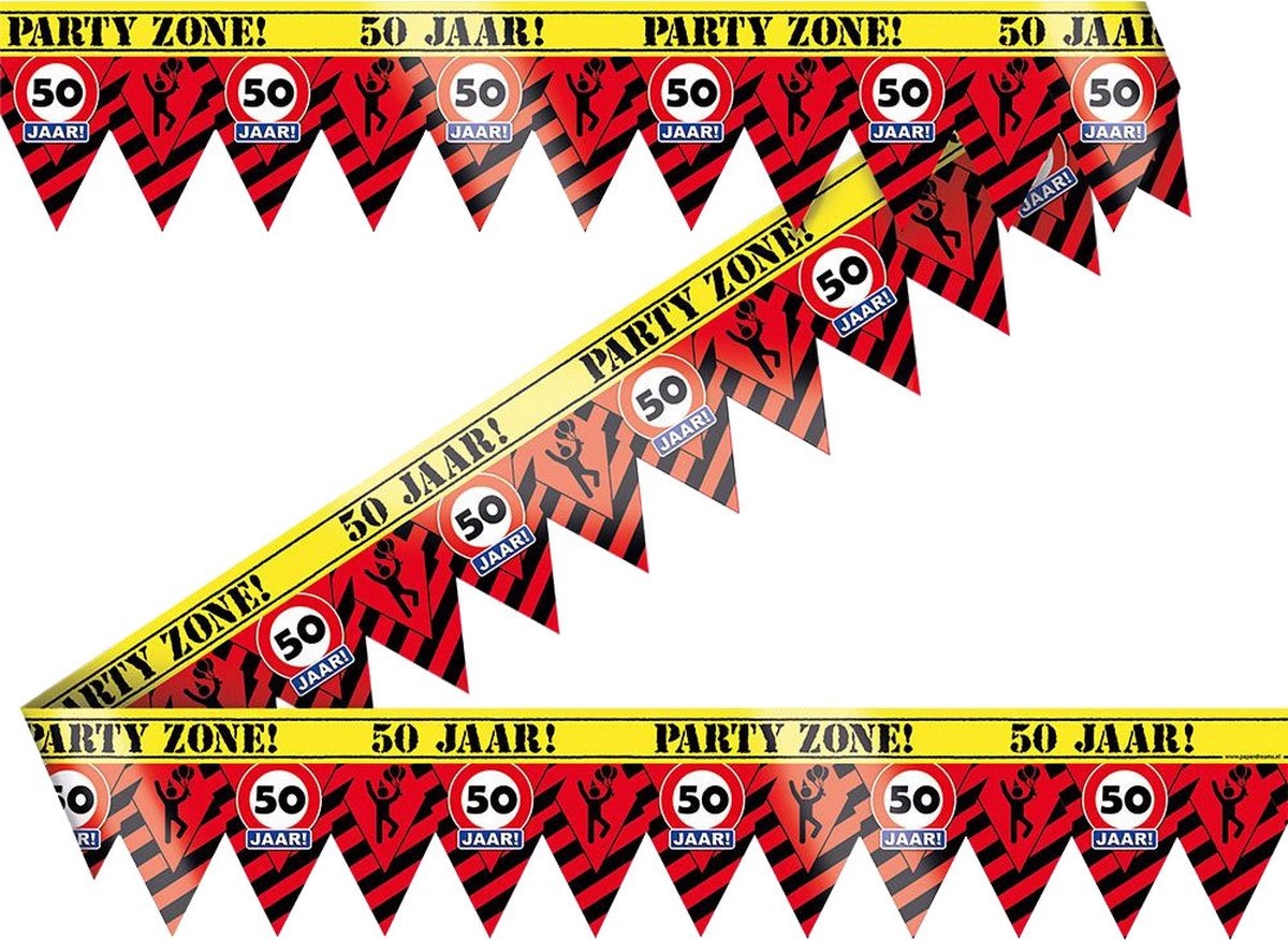 Paper Dreams Slinger Party Tape 50 Jaar 12 Meter Rood/geel