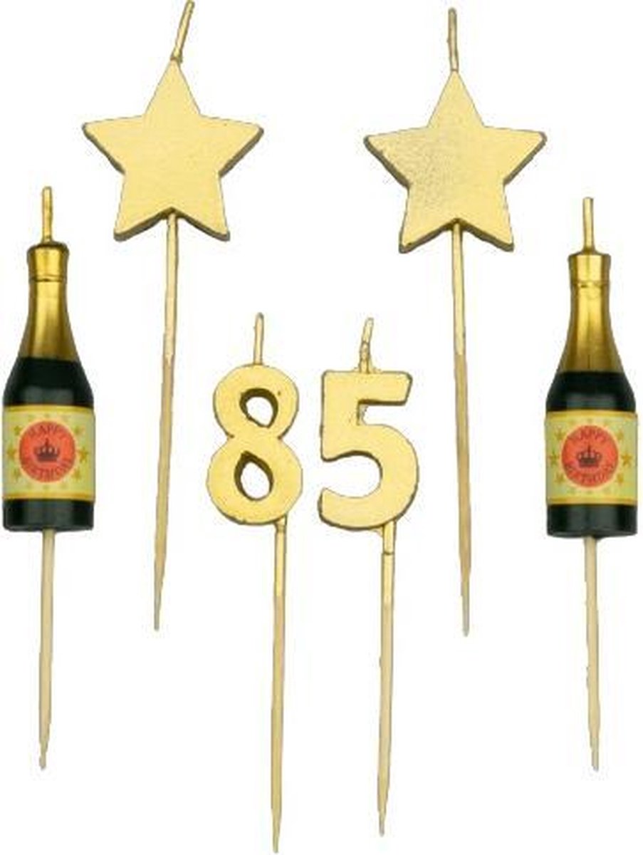 Paper Dreams Taartkaarsjes 85 Jaar Wax/hout Goud 6 Stuks