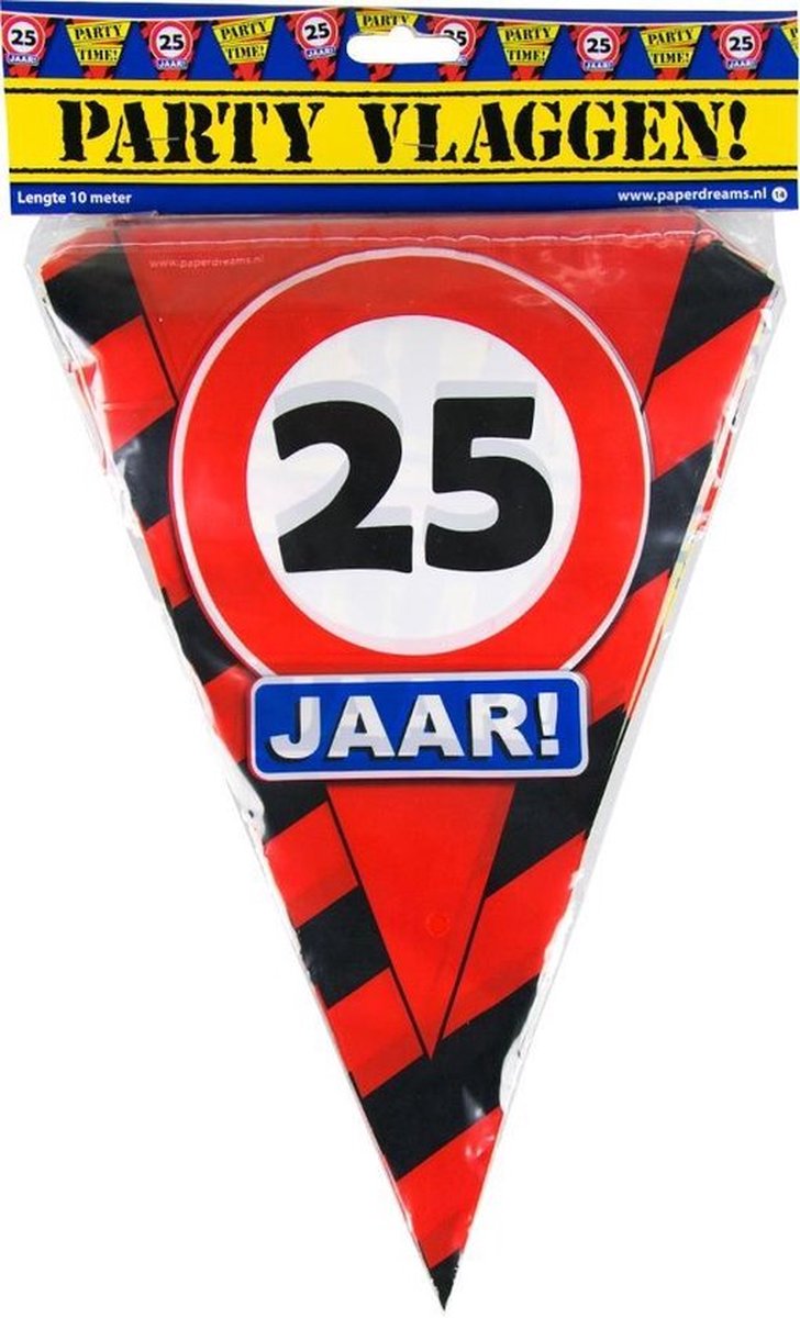 Paper Dreams Vlaggenlijn 25 Jaar 10 Meter Rood/zwart