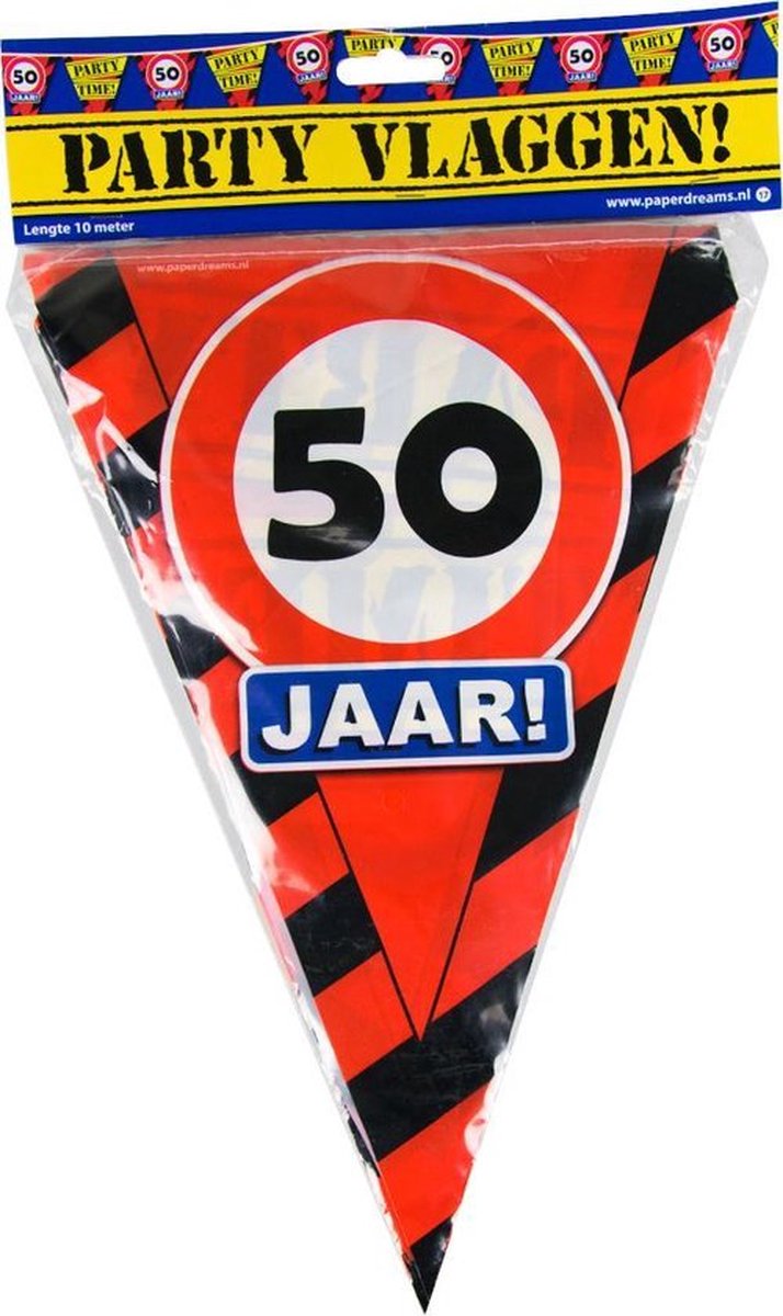 Paper Dreams Vlaggenlijn 50 Jaar 10 Meter Rood/zwart