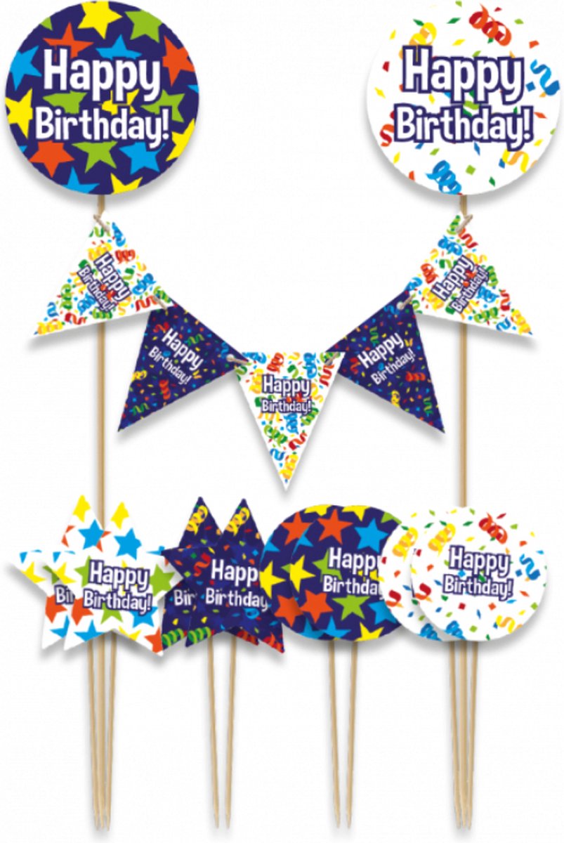 Paperdreams - Taartdecoratie set Happy Birthday - 9 stuks