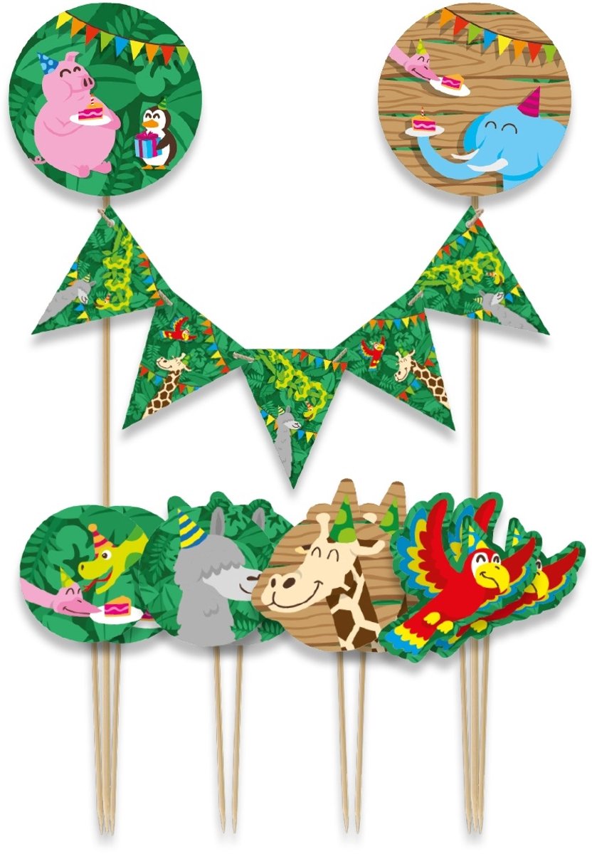 Paperdreams - Taartdecoratie set jungle - 9 stuks