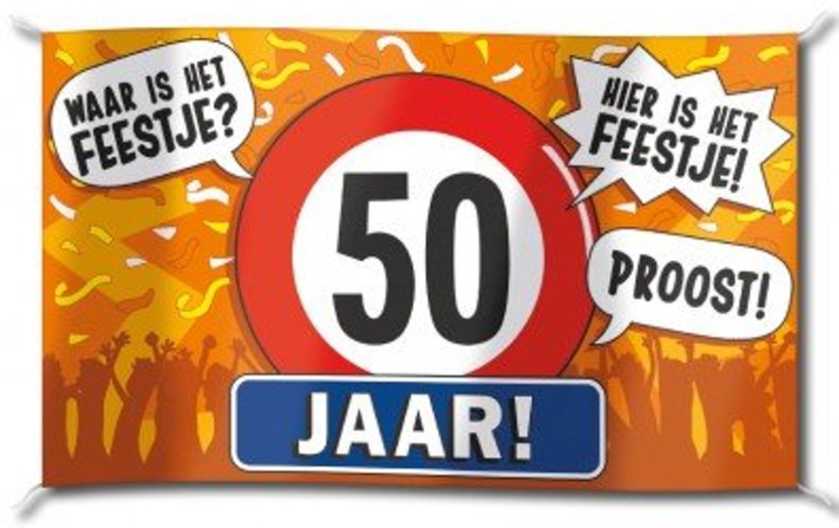 Paperdreams - Vlag - Hoera, 50 jaar - 150x90cm