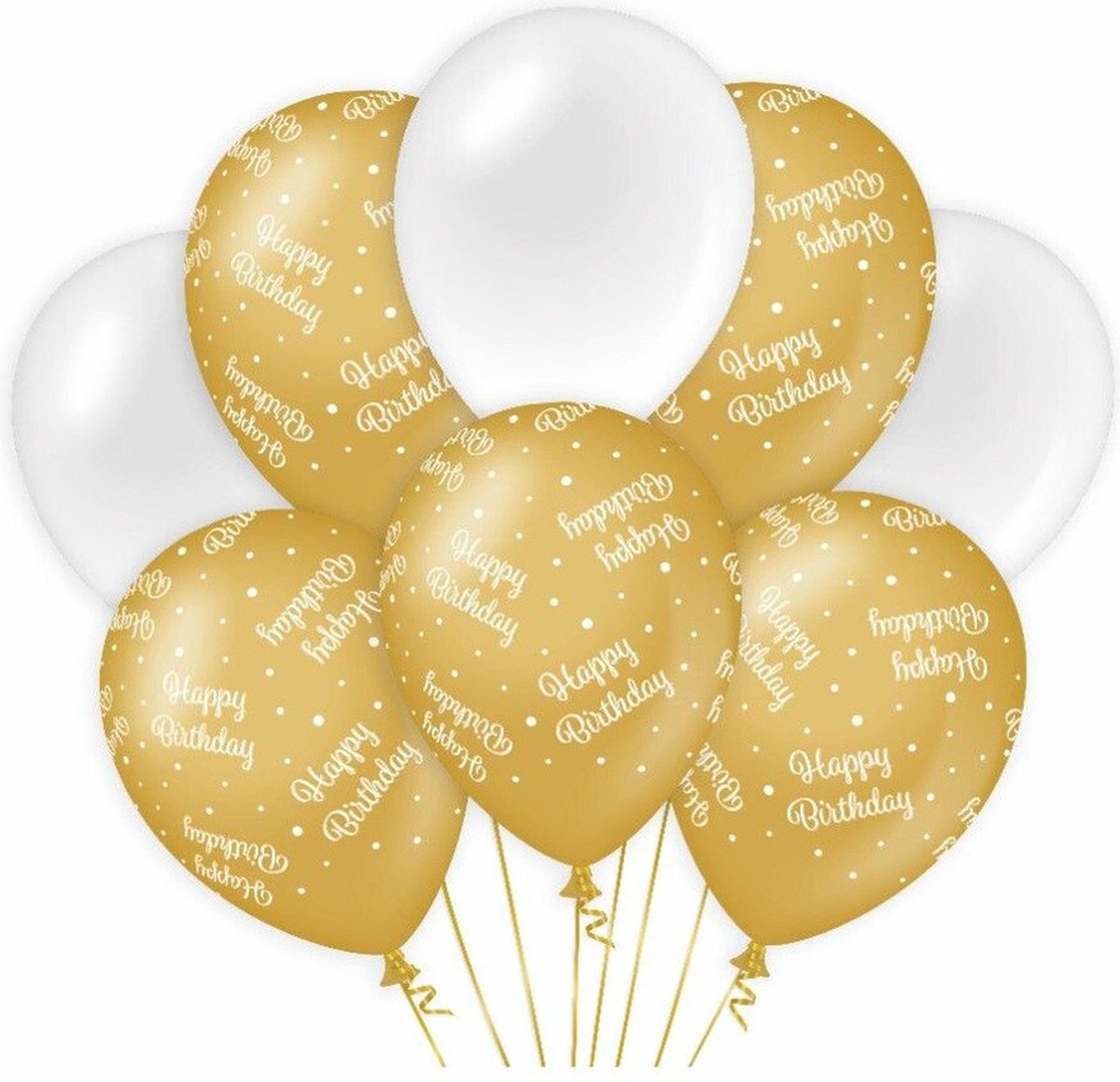 Paperdreams Happy Birthday thema Ballonnen - 24x - goud/wit - Verjaardag feestartikelen