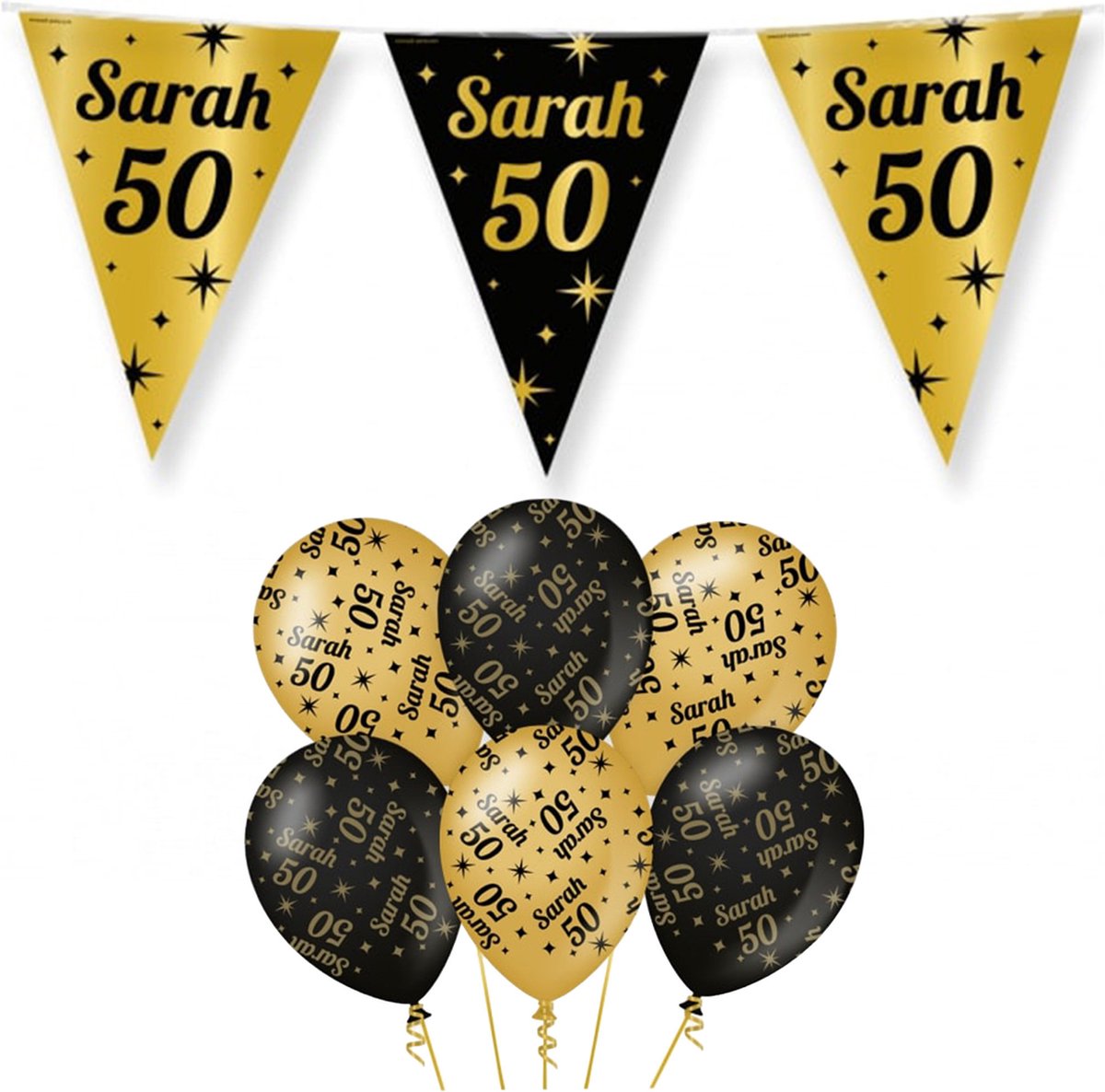 Paperdreams Luxe Sarah/50 jaar feest set - Ballonnen & vlaggenlijnen - 17x stuks