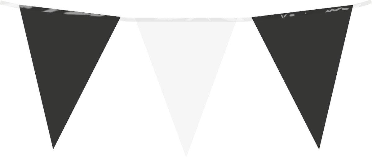 Vlaggenlijn zwart-wit - 10 meter - plastic