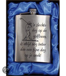 Zakfles - Golfbaan - Golfer (inhoud 210 ml)