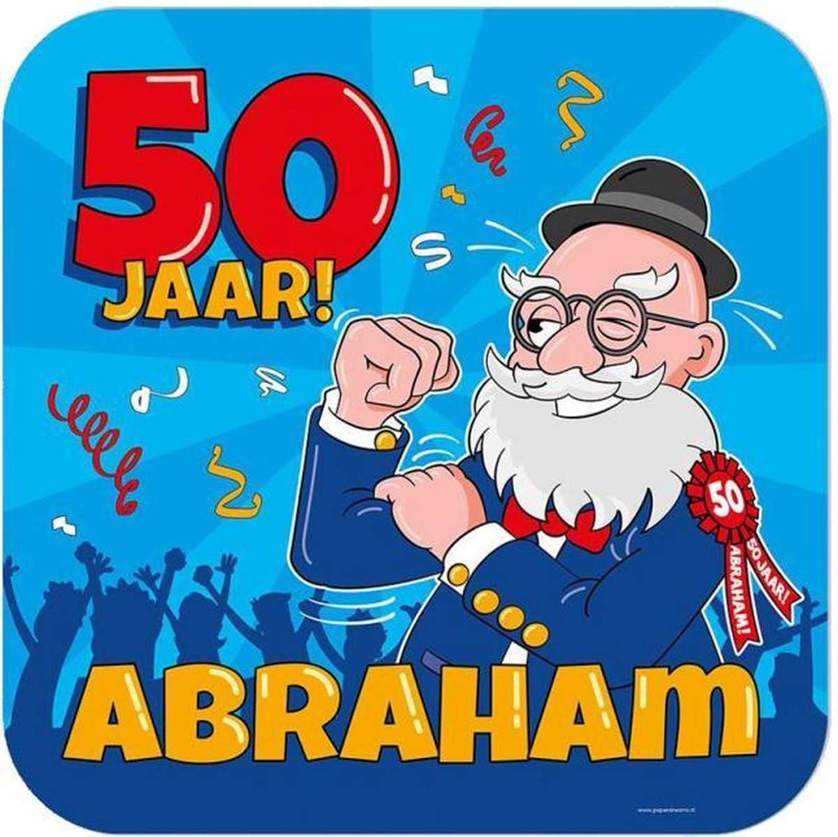 deurbord cartoon - 50 jaar Abraham - 50 x 50 cm