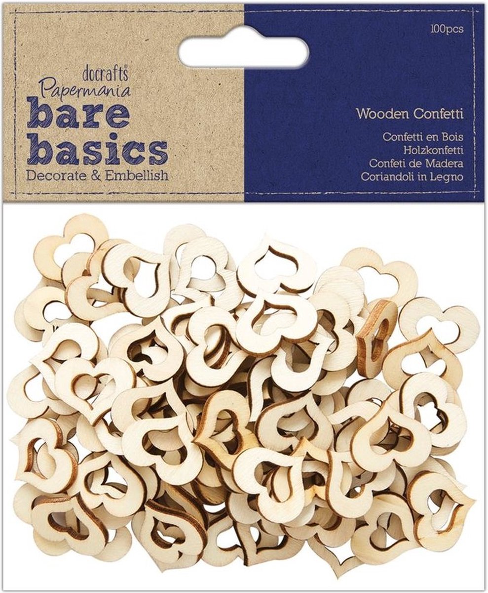 Papermania - Bare Basics Wooden Heart Confetti (100pcs) (PMA 174531)