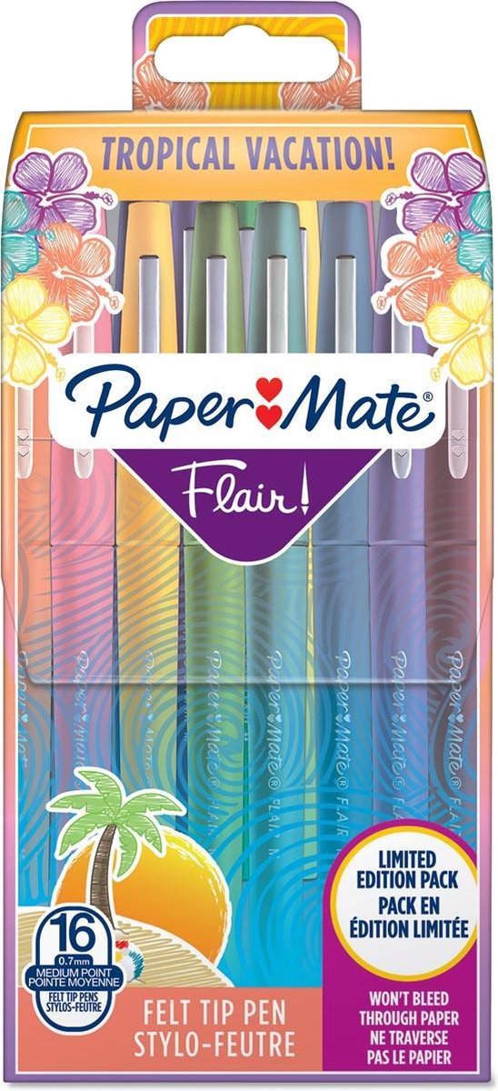 PAPER MATE Faserschreiber Flair Tropical M 16er Etui sort.