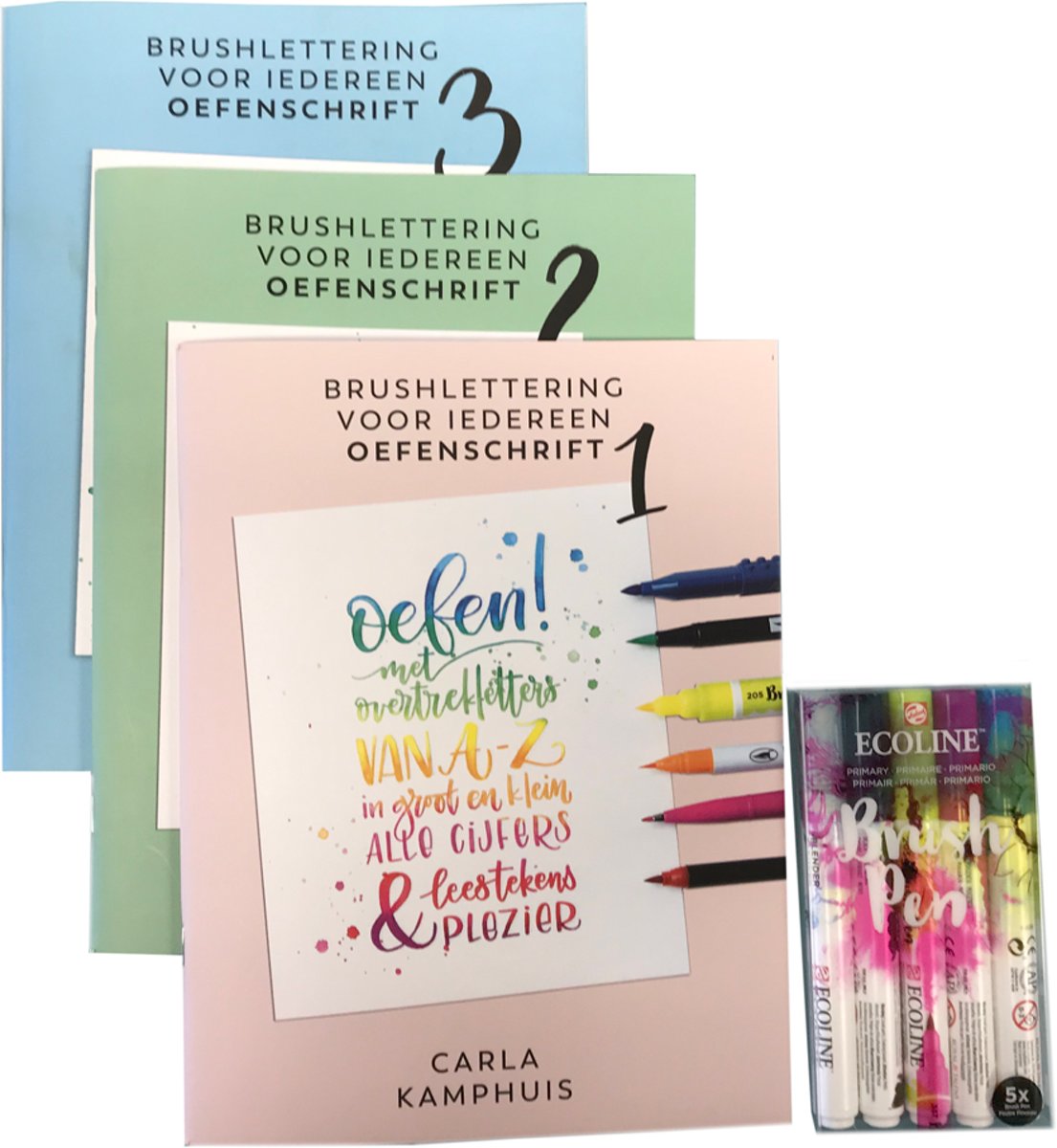 Oefenschrift 1.2.3 + primary brushpennen set - Carla Kamphuis