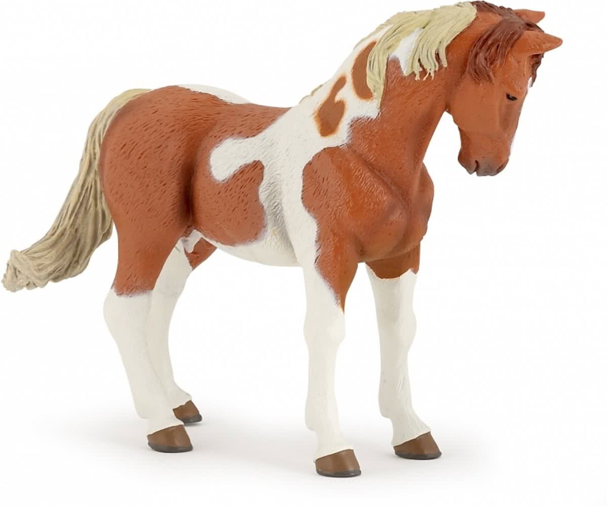 Plastic speelgoed bruin/wit paard 10 cm