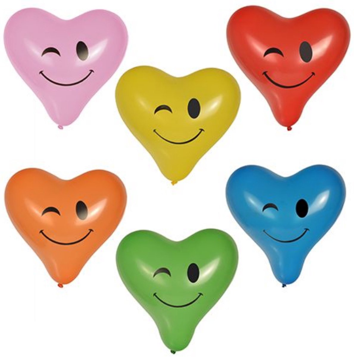 6 Ballonnen Ø 28 cm assorti kleuren Heart - Blinky large