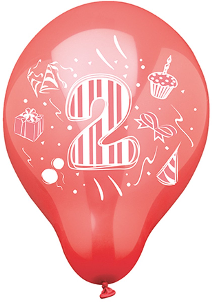 6 Cijferballonnen Ø 25 cm assorti kleuren 2