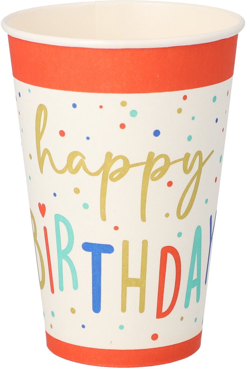 PAPSTAR Kartonnen drinkbekers Happy Birthday, 0,2 l