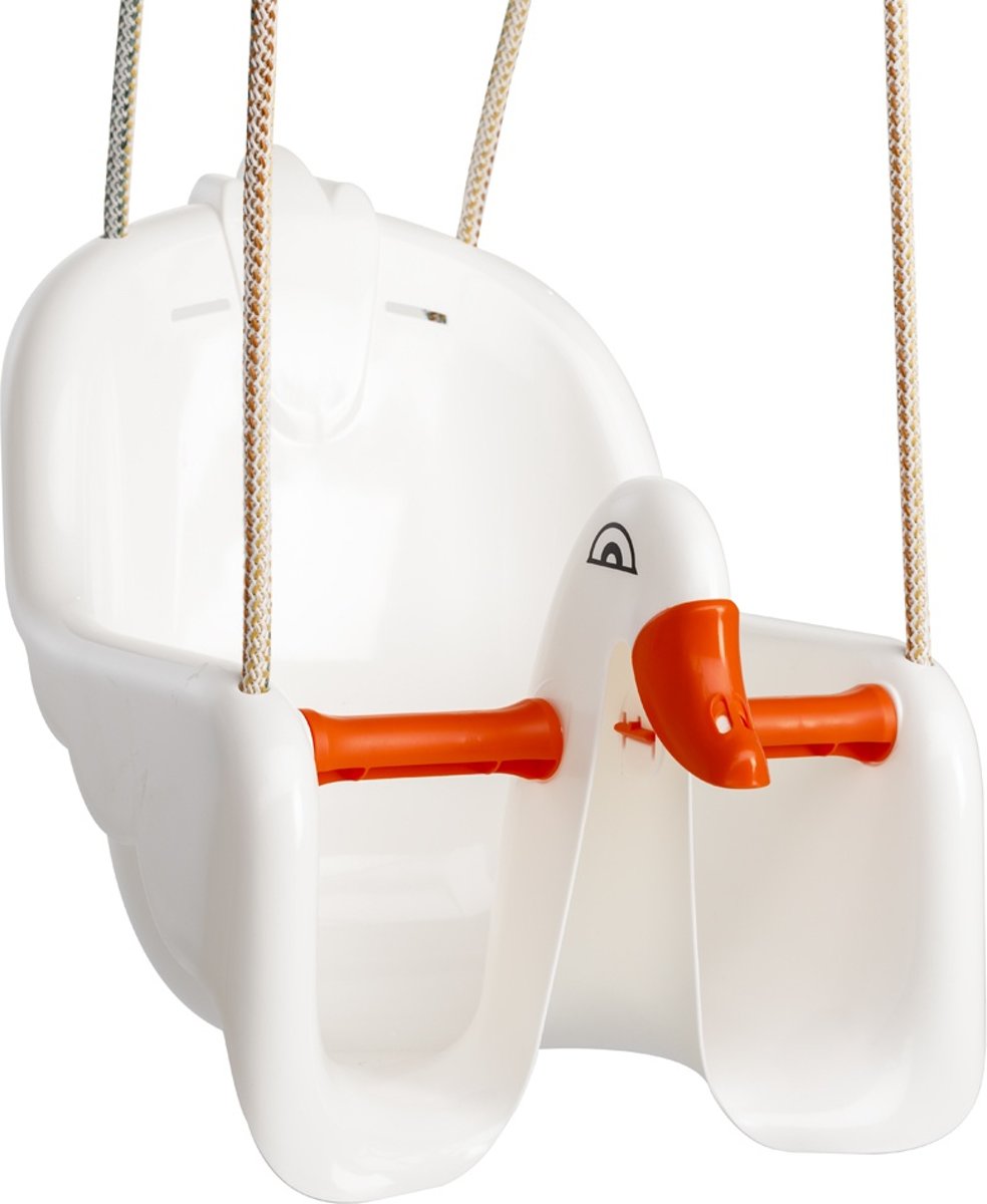 Paradiso Toys Babyschommelzitje Zwaan Wit/oranje