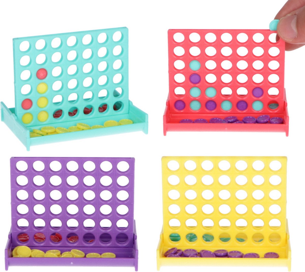 Partizzle 24x Mini Vier op een rij Spellen - Gezelschapsspel / Reisspel / Breinbrekers - Uitdeelcadeautjes Voor Familie - Grabbelton Klein Speelgoed Spelletjes - Traktatie Cadeautjes - Voor Kinderen & Volwassenen