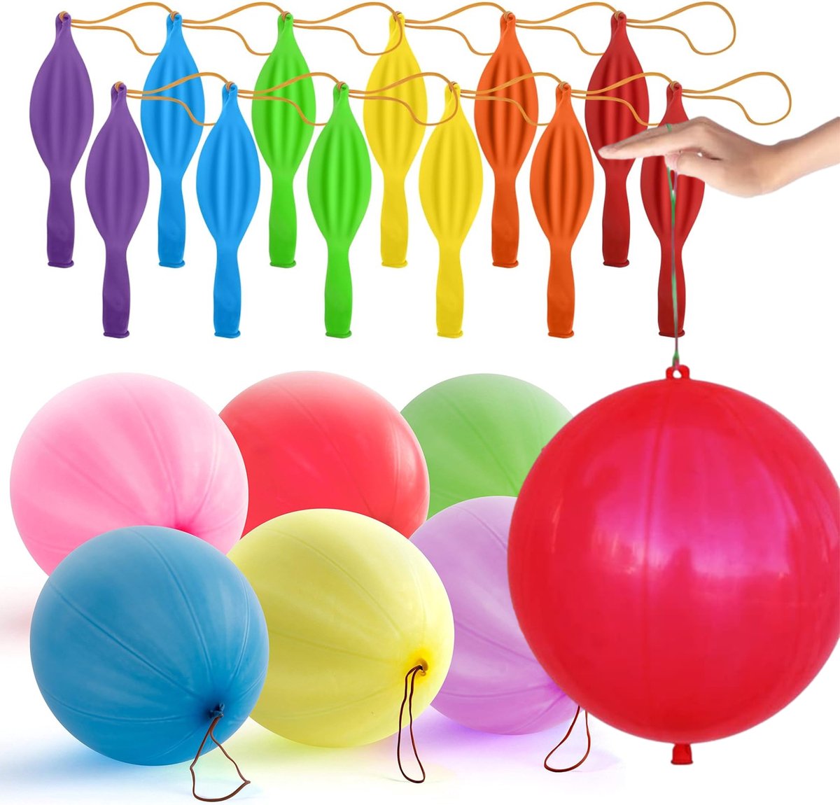 Partizzle 36x Gekleurde Latex Punch Ballonnen - Grote Bounce Ballon - Reuze Boksballon Uitdeelcadeautjes - Carnaval Grabbelton Traktatie Cadeautjes - Voor Kinderen & Peuters - XL / 45 cm