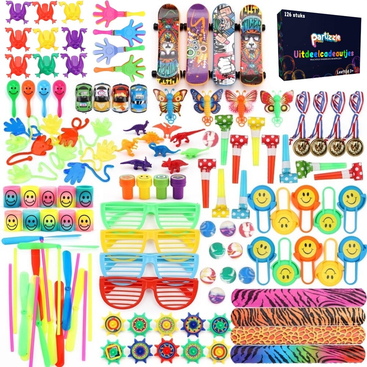 Partizzle® 126x Traktatie Uitdeelcadeautjes voor Kinderen - Grabbelton Cadeautjes - Klein Speelgoed