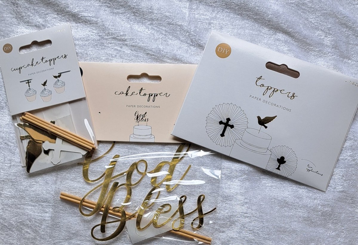 taart versiering God-Bless 13 delig taarttopper - cupcake en gebaktoppers communie doop