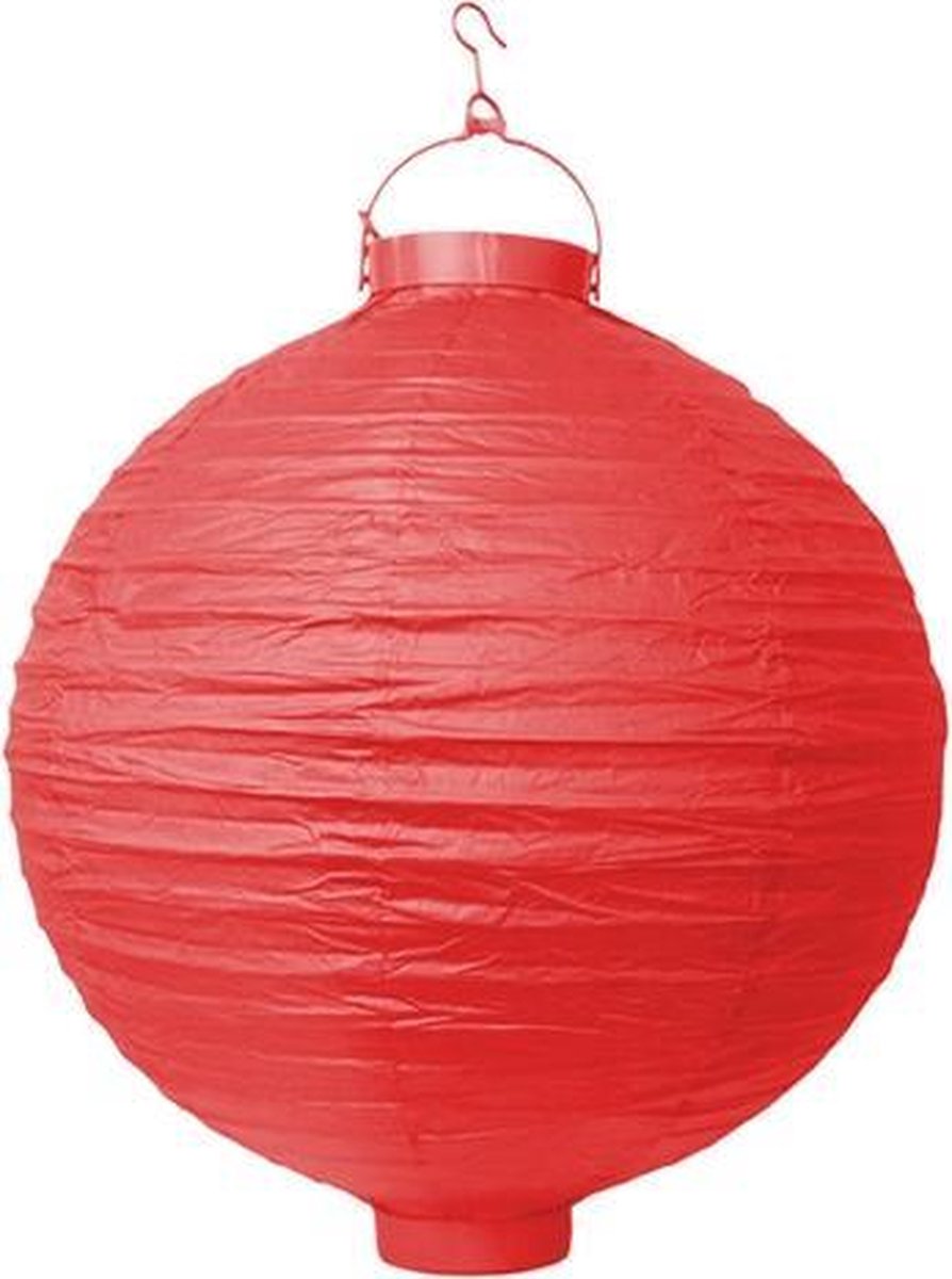 Partydeco - Decoratieve lampion rood LED 30 cm - Lampion sint maarten - lampionnen - Sint maarten optocht - lampionnen papier