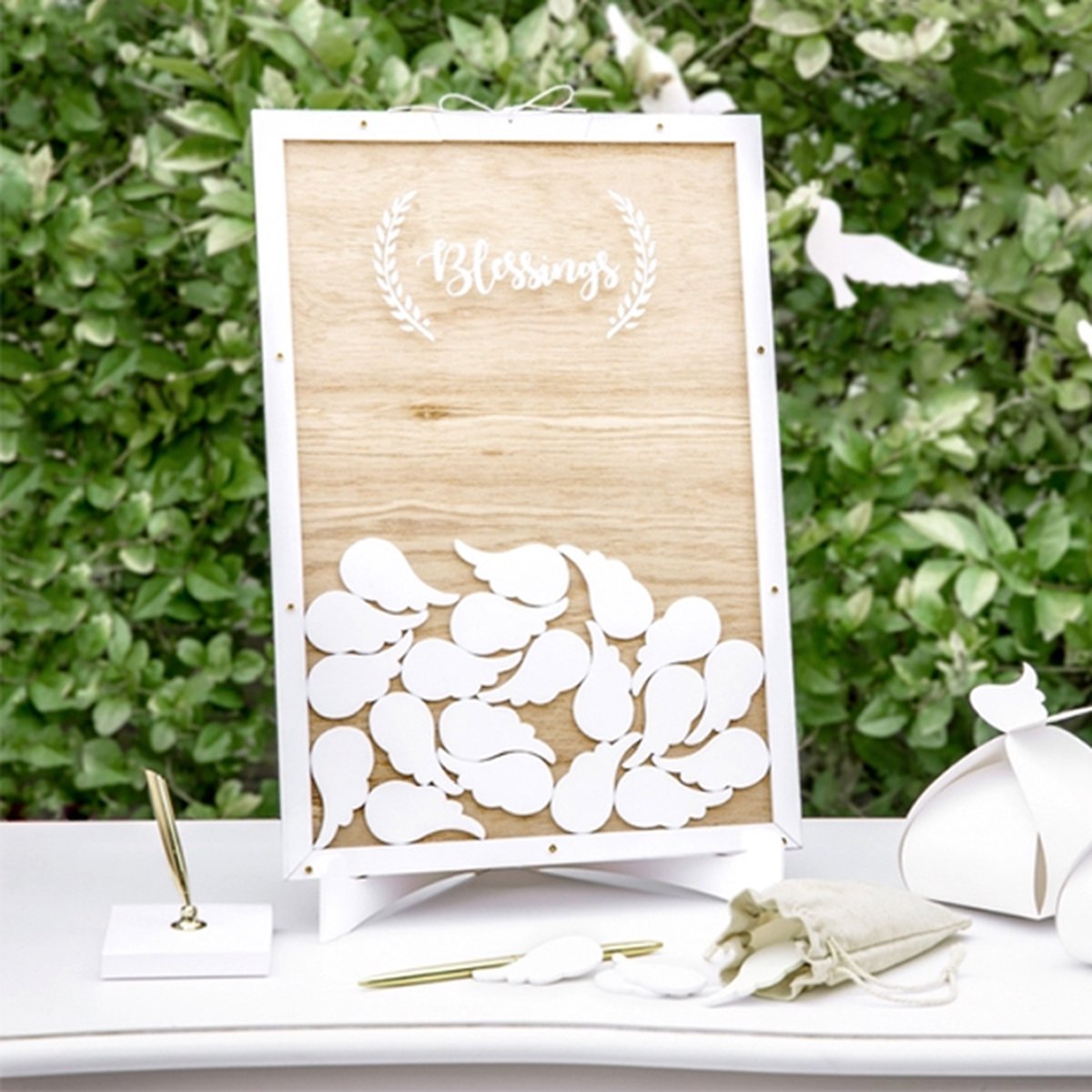 Partydeco - Gastenboek Blessings met kleine vleugels.