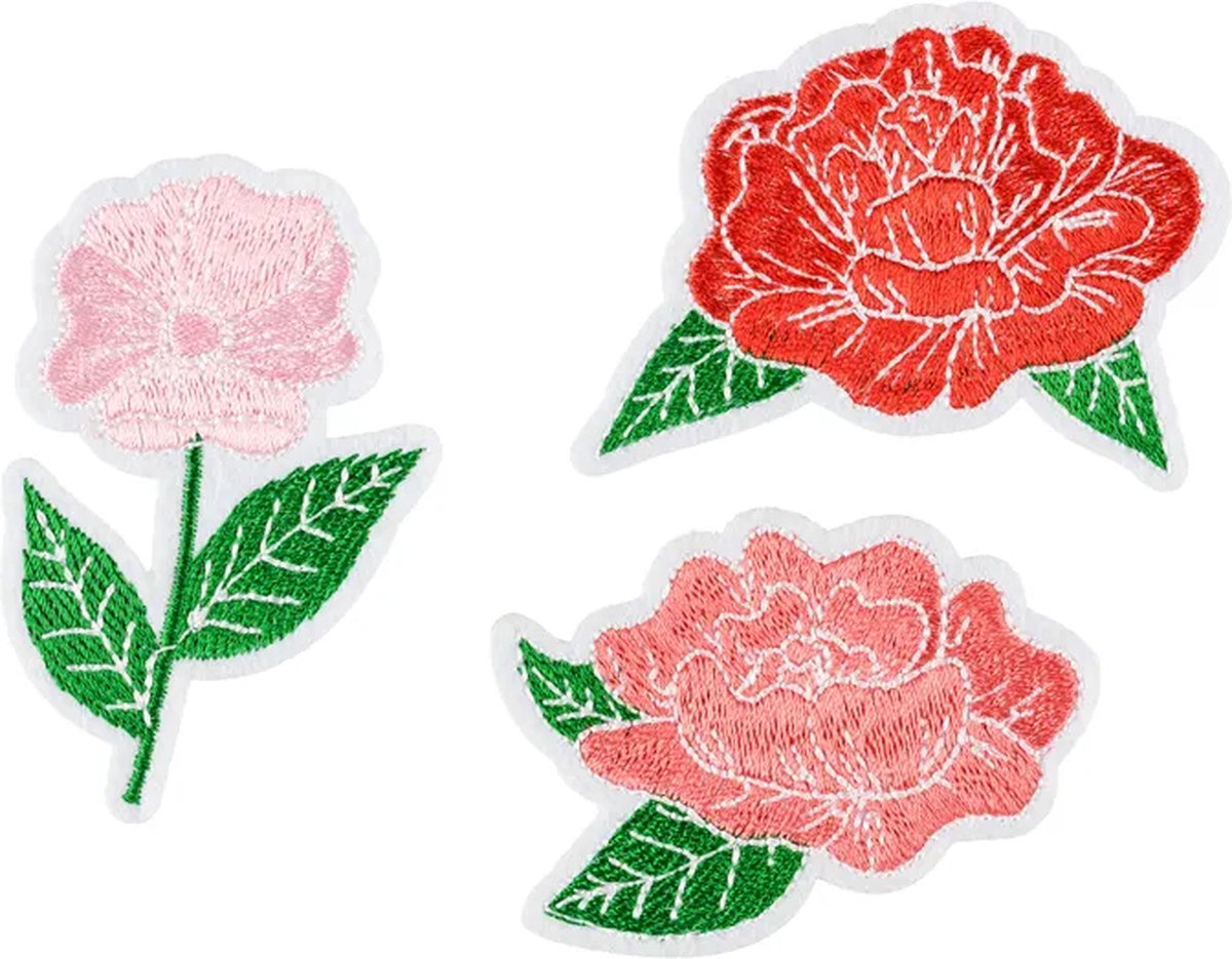 Partydeco - Iron on patches Bloemen 3 stuks