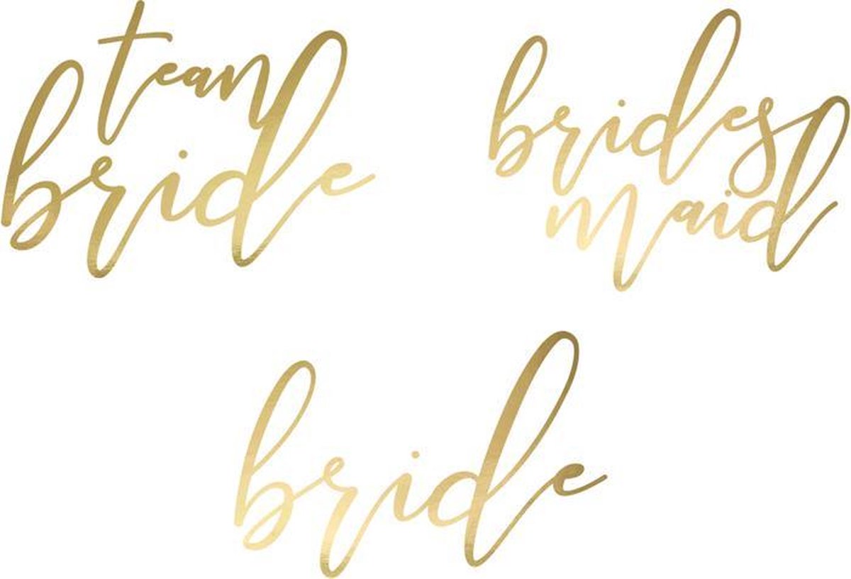 Team Bride - Tattoos voor vrijgezellenfeest - Goud (15 stuks)