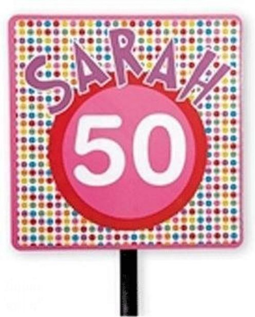 5x Tuinbord Sarah 50 jaar.! verjaardag versiering (5 stuks)