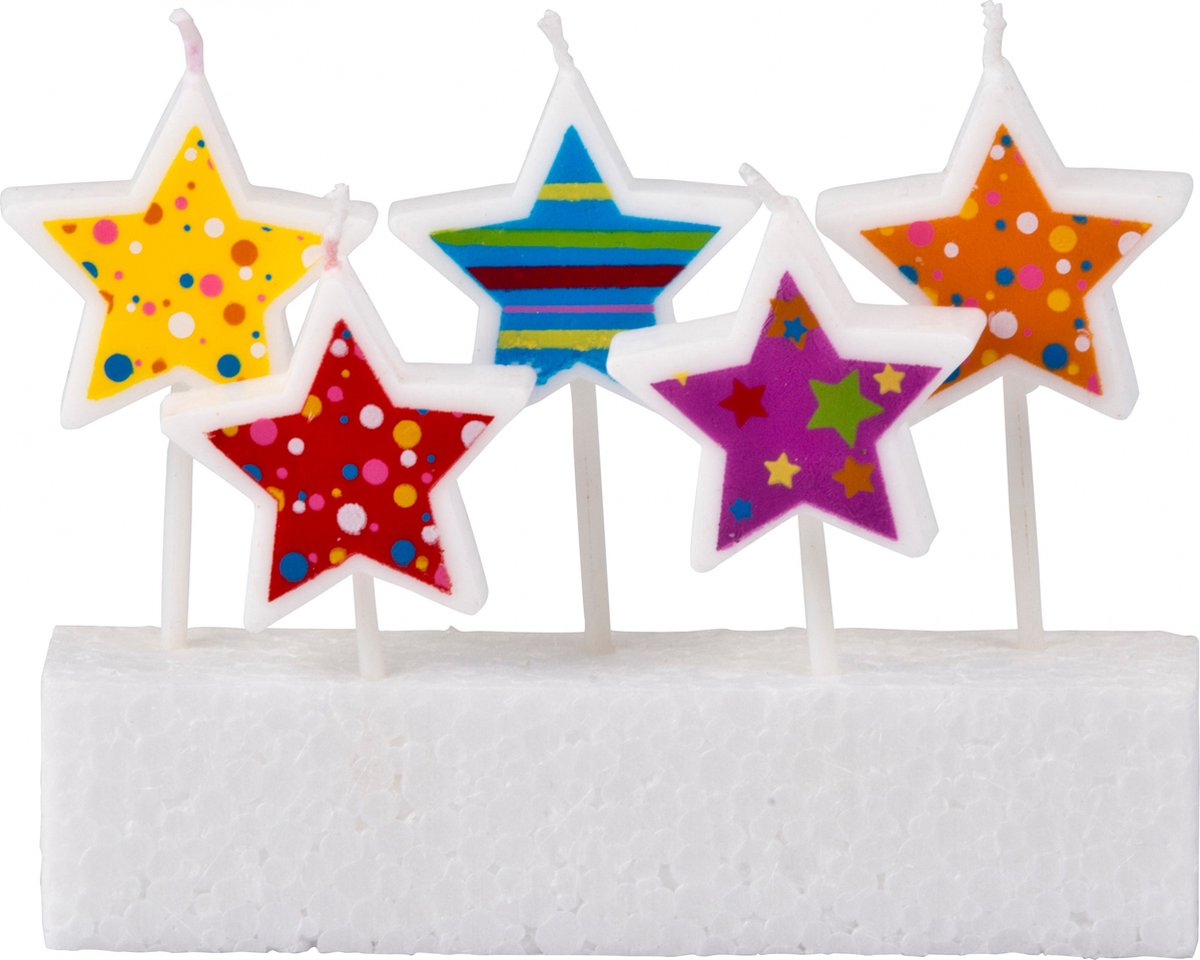 Party Time Verjaardagkaarsjes Stars 19 Gram Wax Wit 5 Stuks