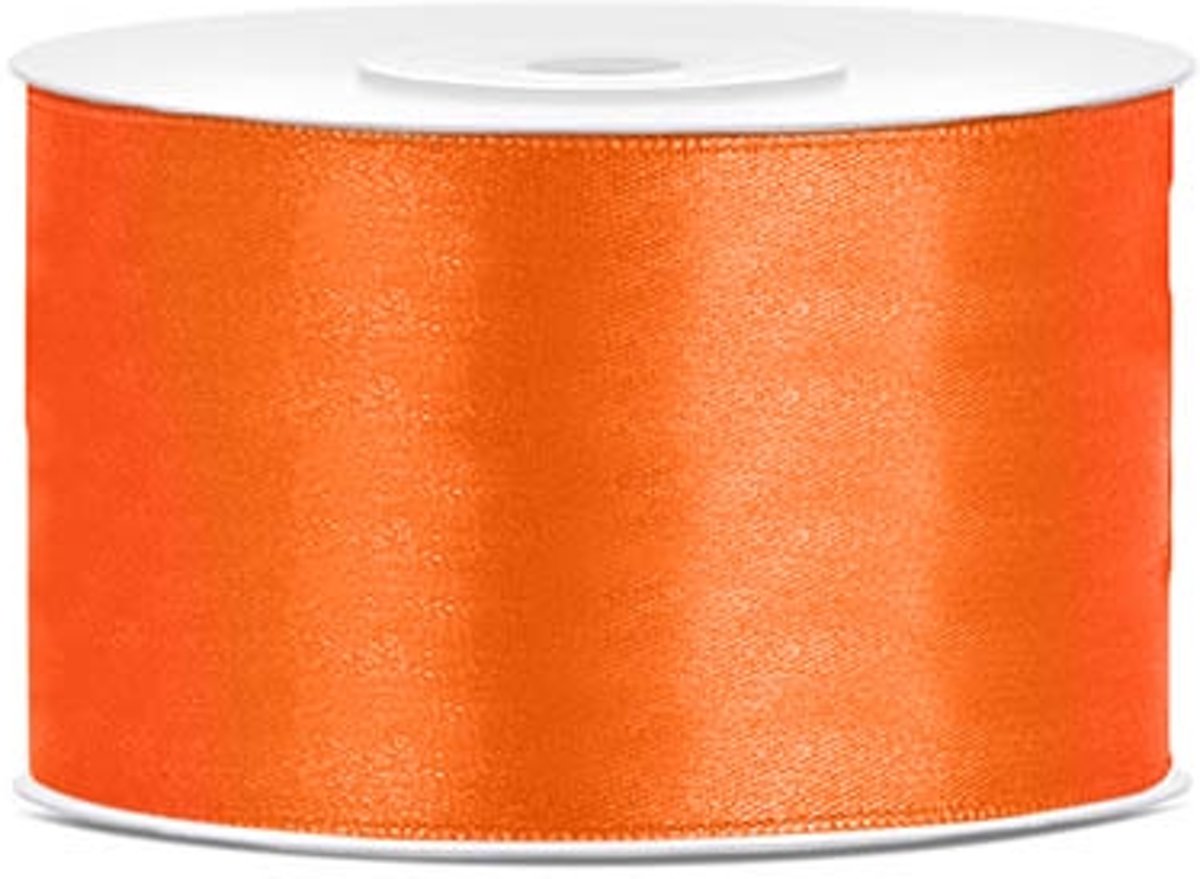 Satijn lint oranje 38mm/rol 25m