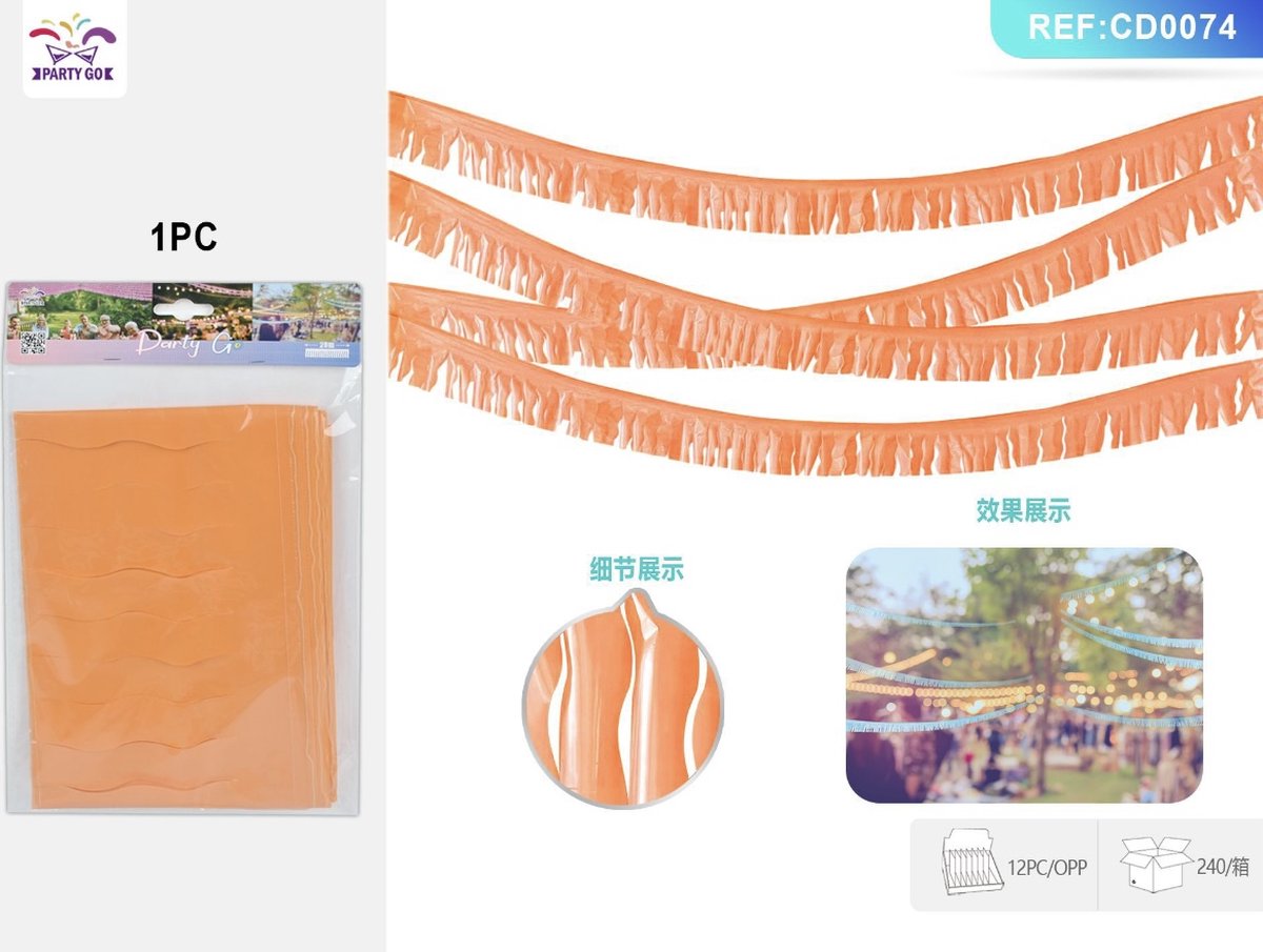 Partygo Feestartikelen Verjaardag Versiering Decoratie Slinger Oranje