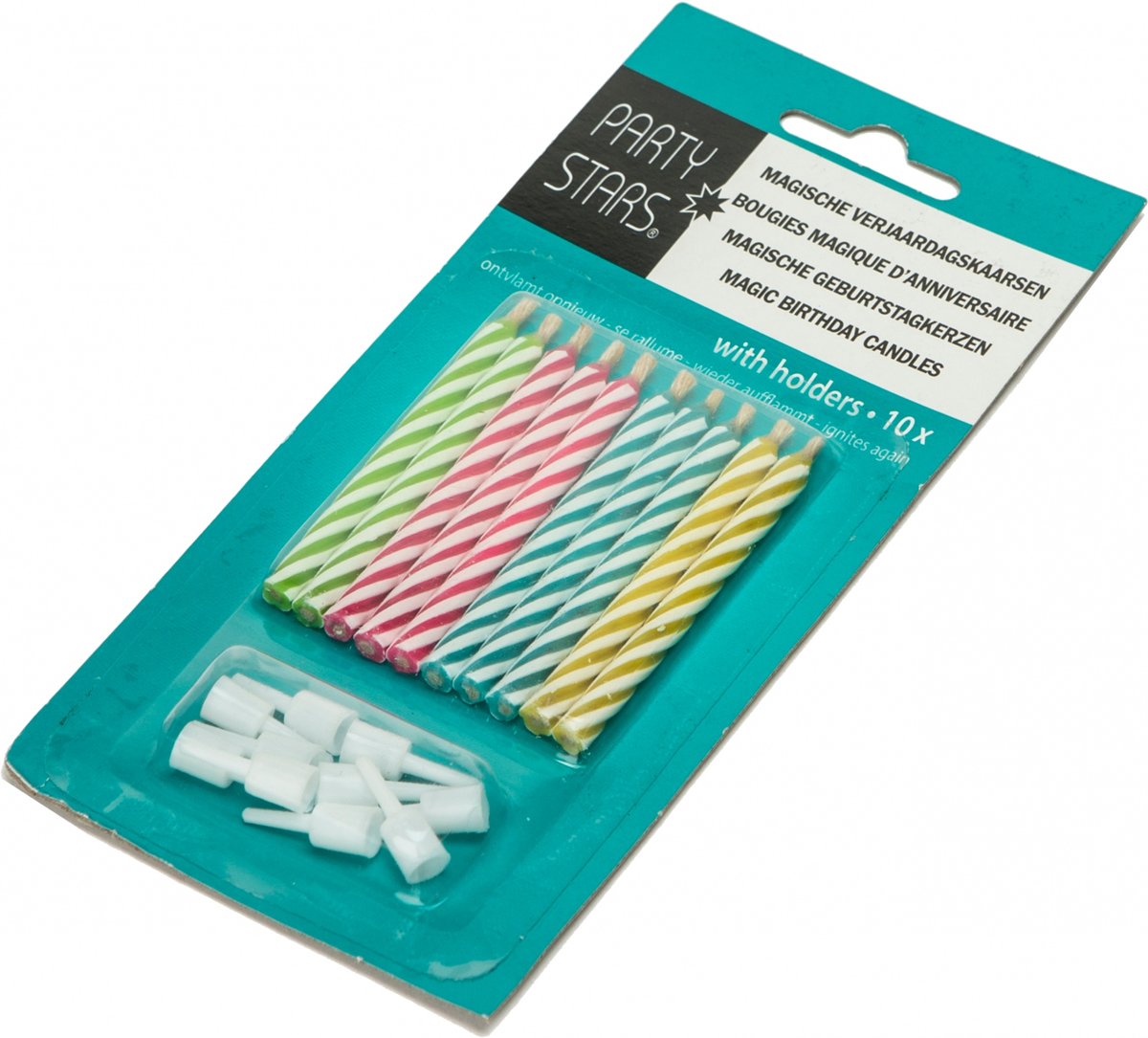 Party Stars Verjaardskaarsjes Met Houder 10 Stuks 6 Cm