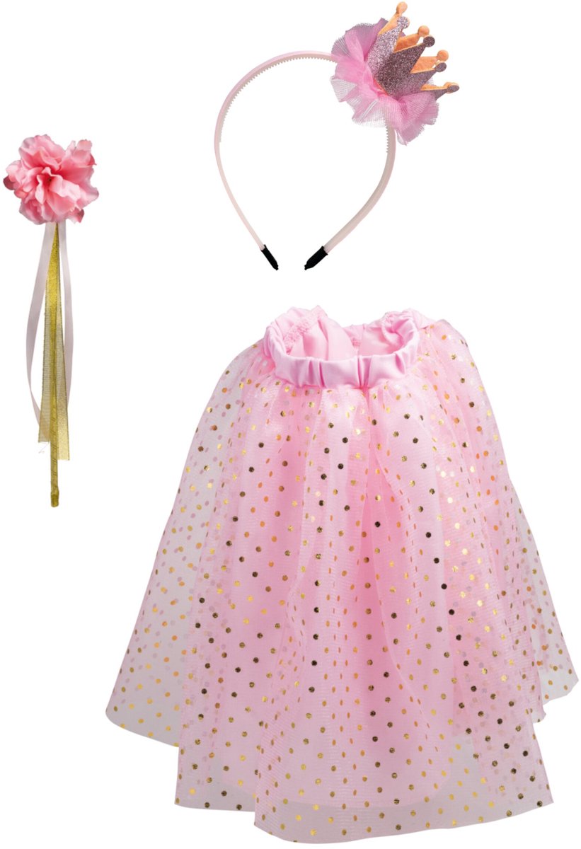 Roze-Gouden Kinder Verkleedsetje Prinses 3-delig