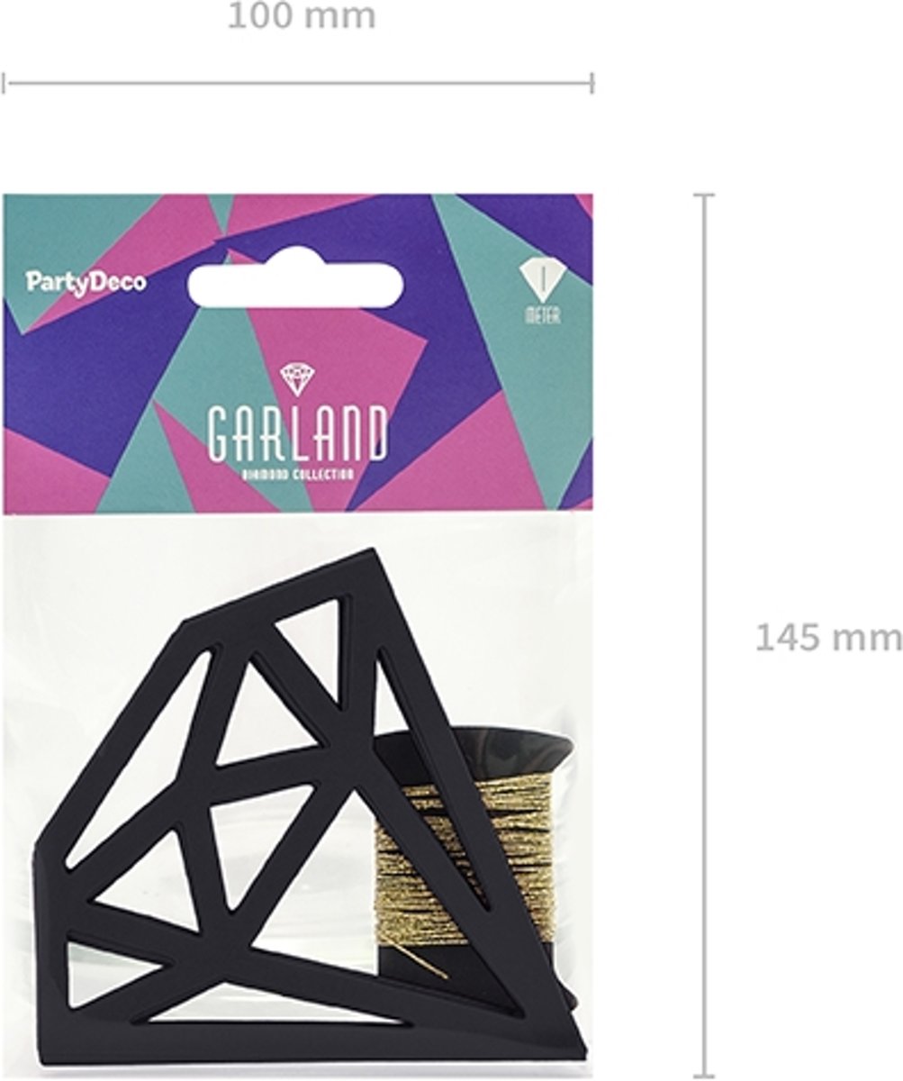 Decoratie diamant zwart karton (8 stuks)