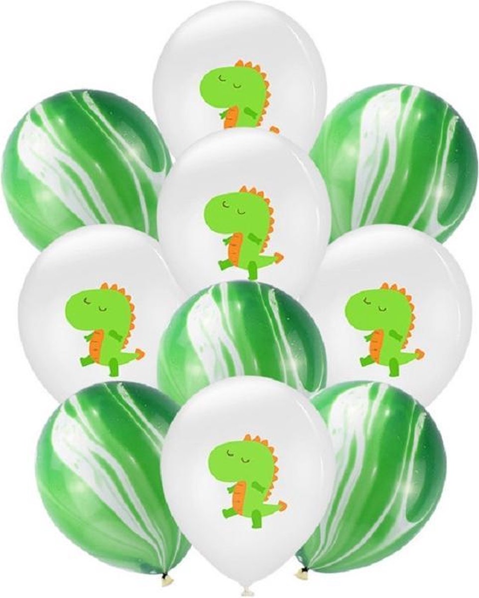 Dinosaurus + Agaat Groene Ballonnen Dino Party Set 30cm 10 stuks (Dinosaur Party)