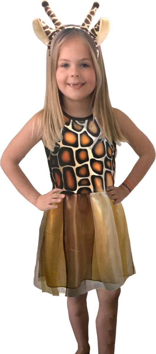 Giraffe verkleedset kinderen meisjes – 5/7 jaar – verkleed kostuum carnaval