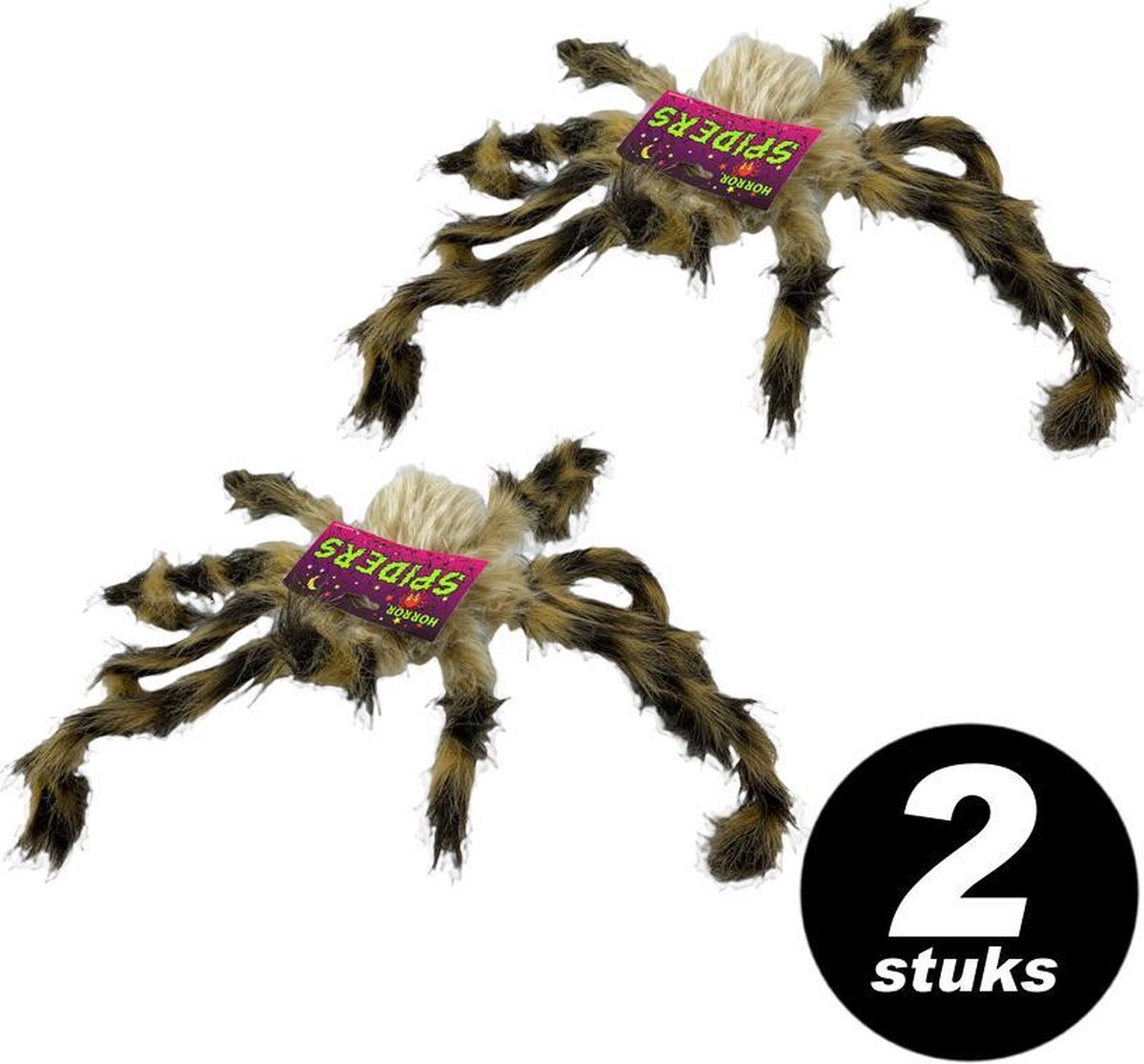 Halloween Harige XXL spin van 70 cm – VOORDEELSET 2 stuks