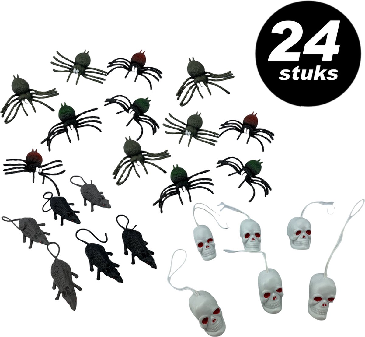 Halloween decoratie voordeelpakket – Ratten & Schedels – 24 stuks