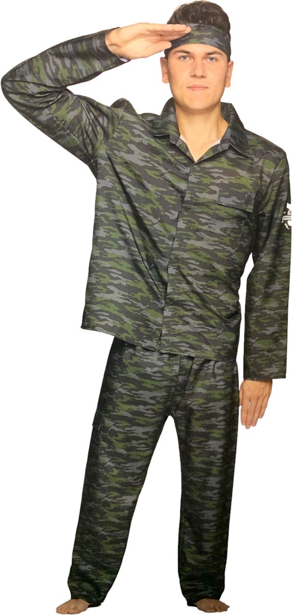 Leger kostuum heren – Maat XL – verkleedkleding soldaat carnaval outfit