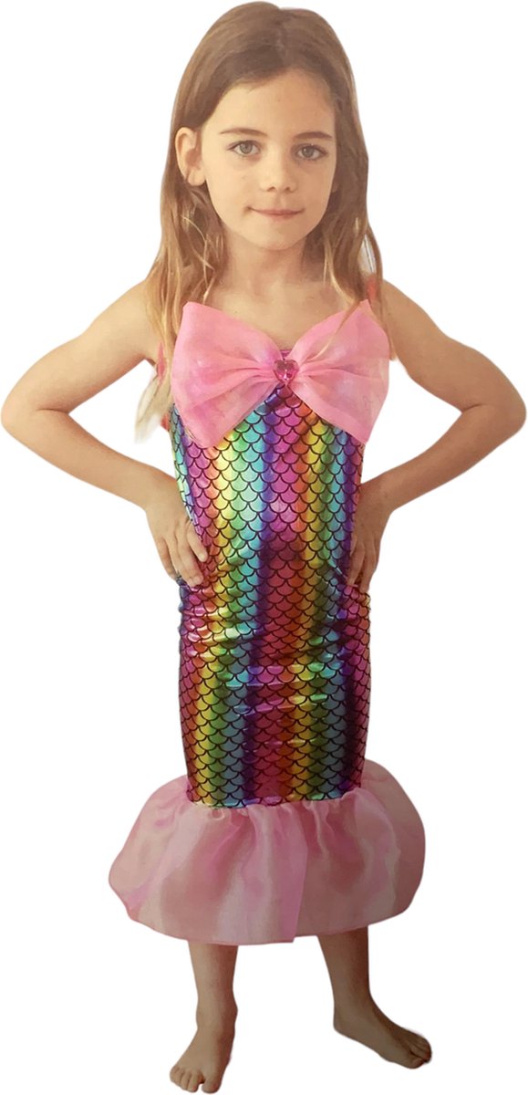 Regenboog Zeemeermin jurk meisjes – 3/5 jaar – verkleedkleding kinderen